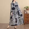DIMANAF New 2026 Women Plus Size Spring Summer Vintage Long Dress Loose Basic Oversize Long Sleeve Maxi Floral