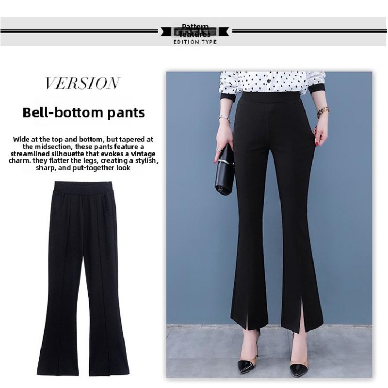 New 2026 Split Flared Pants with Drape Effect, High-waisted Plus-size Cropped Casual Pants