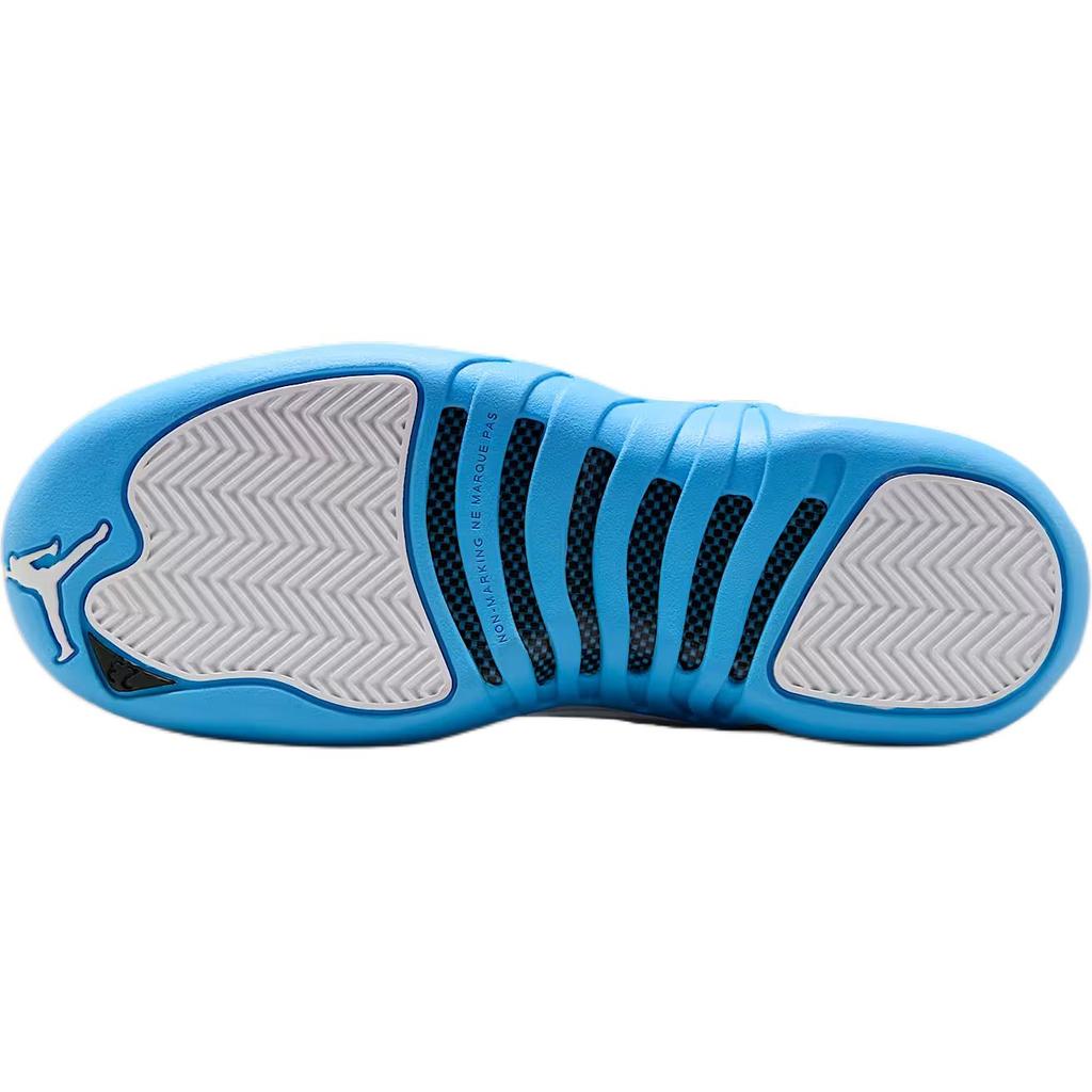 Air Jordan 12 Retro GS Melo 2025 Kids Sneakers White University-Blue Metallic-Silver 153265-112