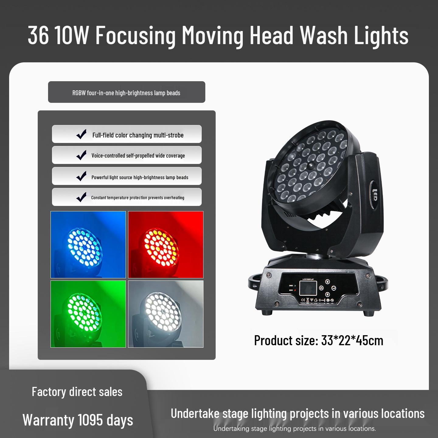 

36-Piece 12W Moving Head Color Wash Light Bar with Rotating Beam for Stage 36x Moving Head Wash