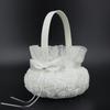Romantic Flower Pearl Bowknot Basket Flower Basket Wedding Ceremony Party Rose Flower Girl Makeup Basket Party Petals Basket
