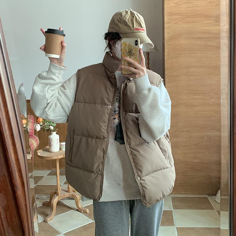 2 Vielseitige Frühling und Herbst Neue Kurze Daunen Baumwollweste Damen Lockerer Koreanischer Stil Externe Weste