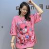 Fashion Printed T Shirts for Women Summer Clothes Casual Cartoon Bear Pattern Diamonds Beading Female Short Sleeve Tops Tee