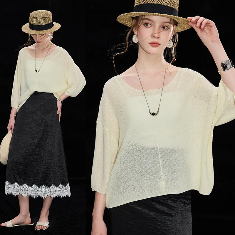 Women s Tencel Linen Blend Casual T-Shirt One Size абрикосовый