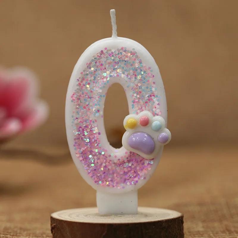 3D Number Birthday Candle Pink Glitter Unicorn Cake Decorating Party Anniversary Cake Decor for Cake Children's Birthday Candle