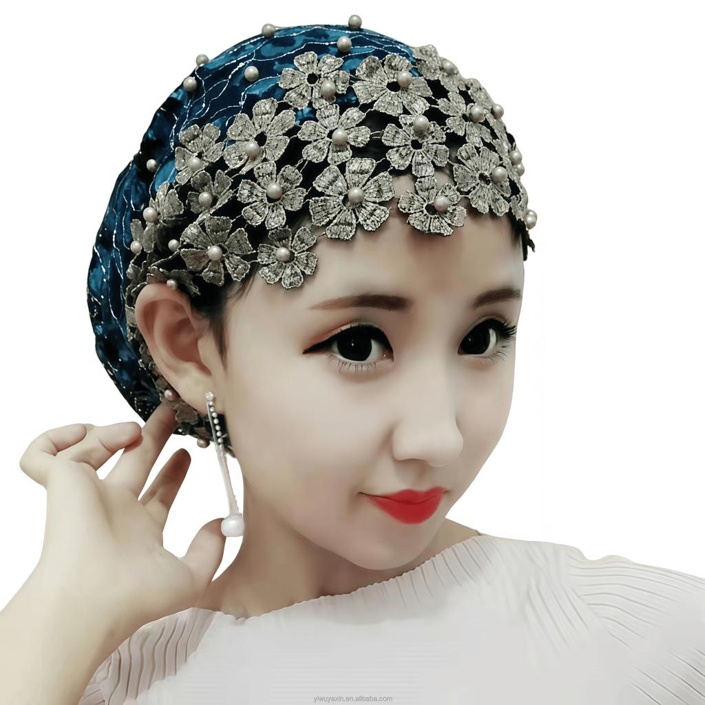 4 Colors Ethnic Women Muslim Solid Color Simple Pullover Lace Breathable Eco-Friendly Headscarf Hat Turban Headwrap Headwear