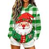 Felpa con cappuccio da donna casual a maniche lunghe con stampa natalizia