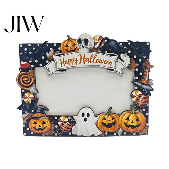 Customizable Picture Holder Halloween Wooden Photo Frame, Pumpkin Ghost Cat Cutout Holiday Portrait Frame Holder, Double-sided Tabletop Decor for Home