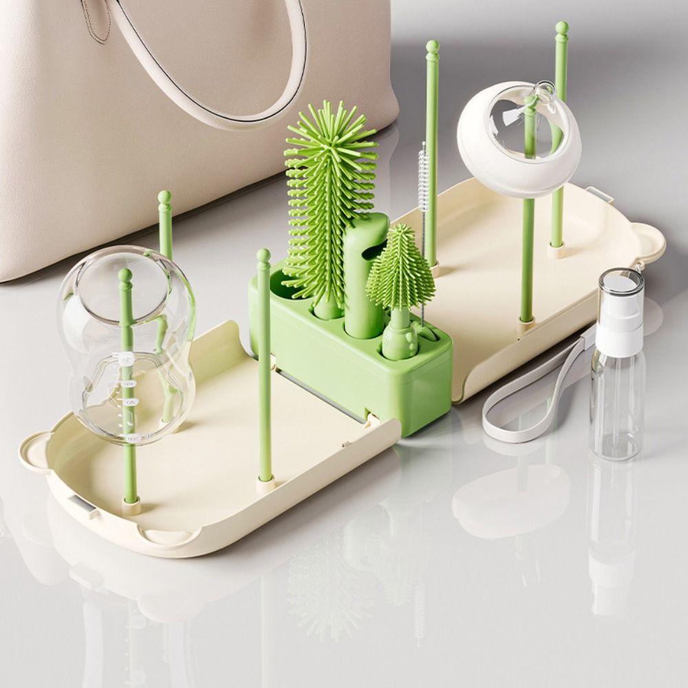 Praktisches Babyflaschenbürsten-Set mit Ständer Waschwerkzeug-Set Hygienisches Flaschentrockengestell Kleinkind