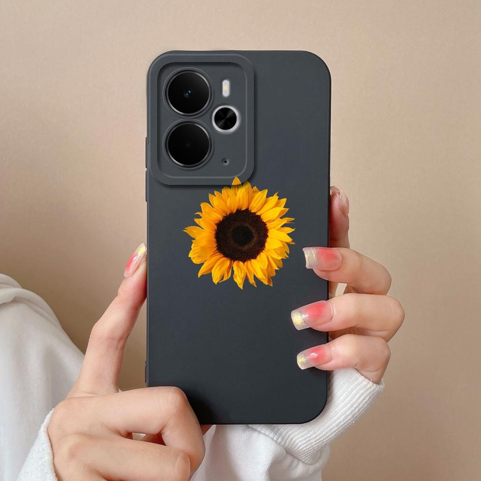 Für Oppo A5 Pro Realme P3 Narzo 60 30 10 C75x 14X 14 14T Schöne Sonnenblumen Gänseblümchen Handyhüllen Quadratisches Flüssigsilikon Stoßfestes Gehäuse Für Oppo Capa
