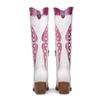 European and American new thick heel pointed head color matching embroidered western boots V mouth but knee high heel sleeve western boots women