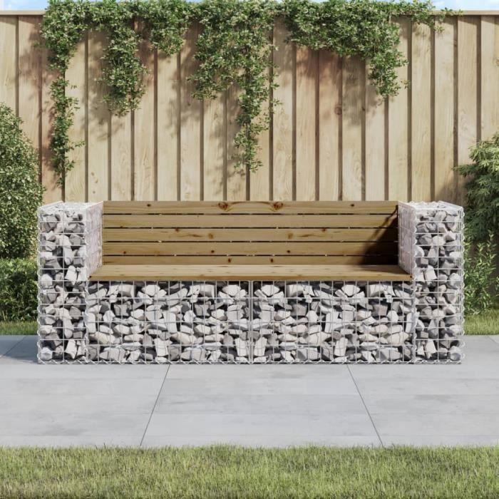 VidaXL Design Gabion Garden Bench 184x71x65.5cm Impregnated Pine Wood 3196238