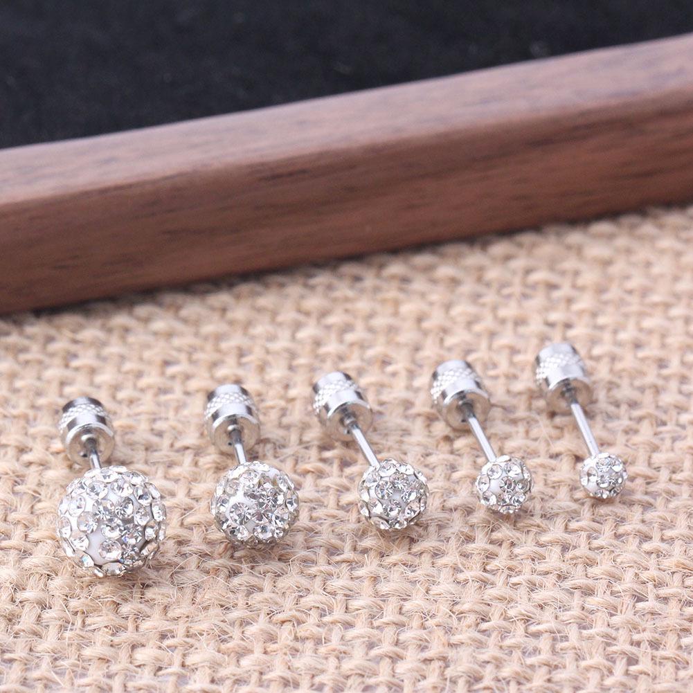 Titanium Steel Multi-Color Diamond Ball Stud Earrings: Niche Design, Sparkling, and Fashionable for Ear Piercings
