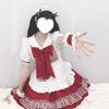 Plaid Maid Red and with Sexy and Cute Adult Dress with Socks [RPFLQ] Outfit, Black, Bow, Christmas, Cosplay, Halloween, Women's, Apron, Headband,