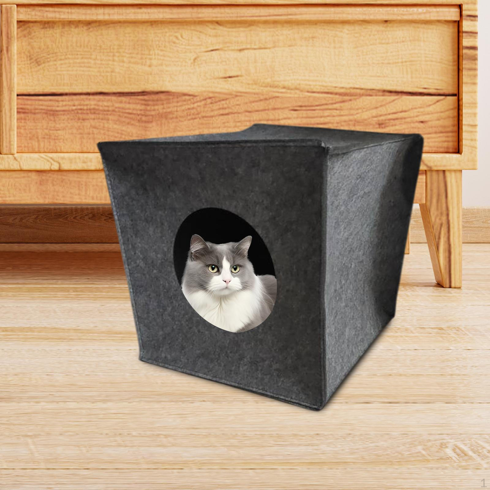 

Убежище для кошек, крытая кровать, складной уютный домик-пещера из фетра для котят породы померанский шпиц gray round mouth