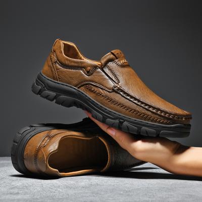 Sapatos casuais de couro de alta qualidade para homens, cano baixo, feitos à mão, confortáveis, outono inverno 2024, sapato formal para caminhada, preto, marrom