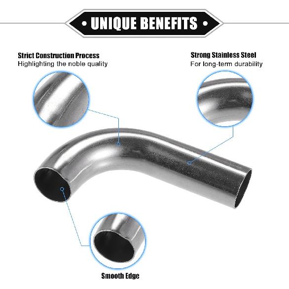 Bend Elbow Pipe Tube, 1" OD 4" 2.36" Leg 90 Degree DIY Exhaust Pipe Intercooler Air Intake Tube Universal for Car Truck Automotive Durable 304