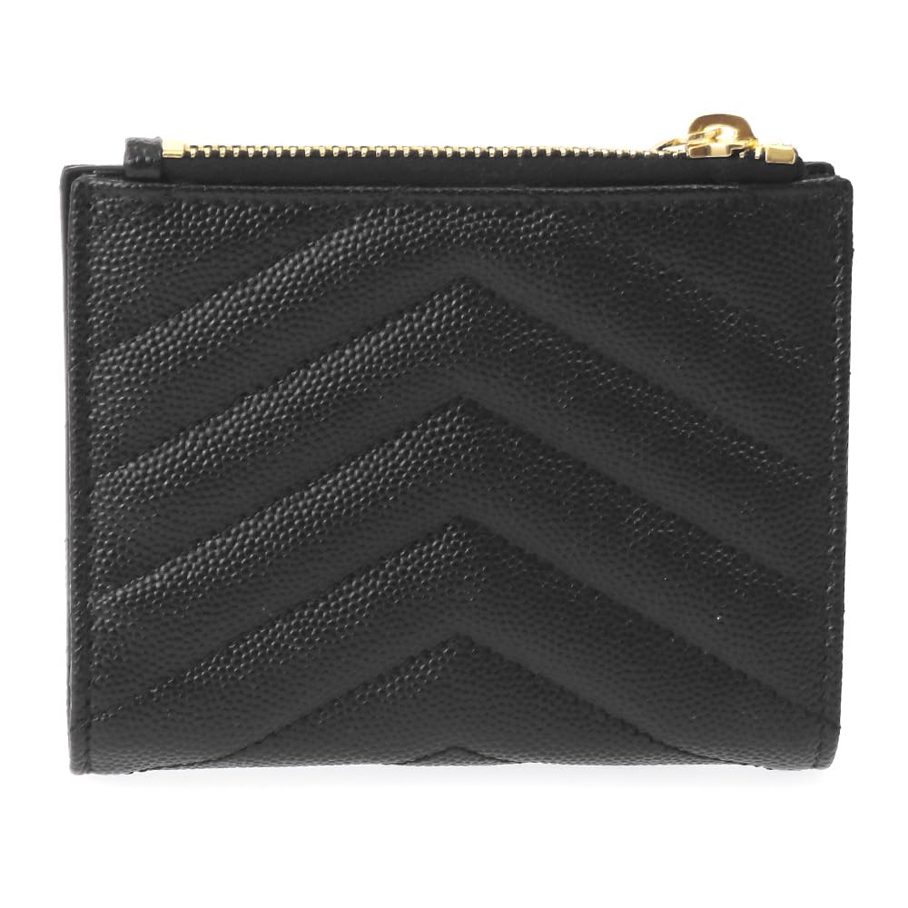 Saint Laurent Women's Bifold Mini Wallet In Caviar Leather, Size 575879 BOW01 1000, Black [Parallel Import]