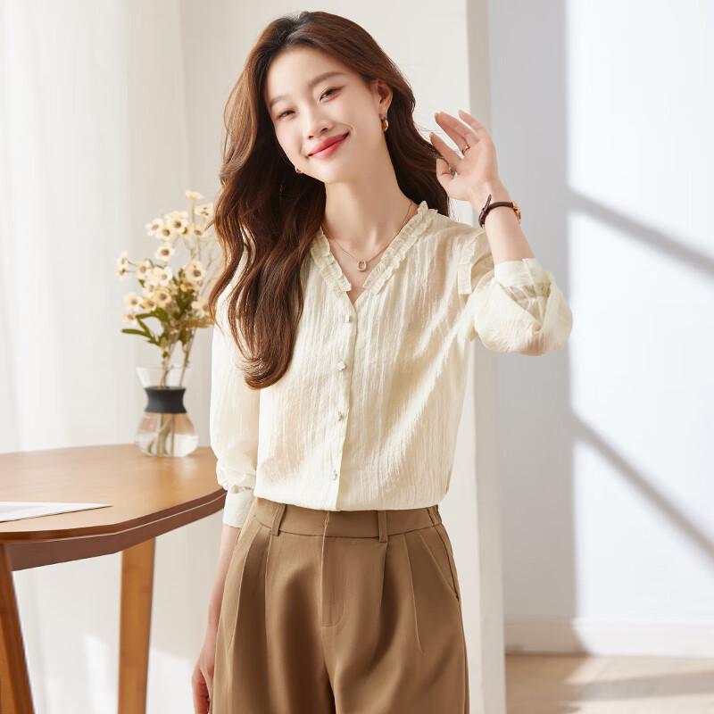 

Telloman Women s Elegant V-Neck Long Sleeve Blouse L