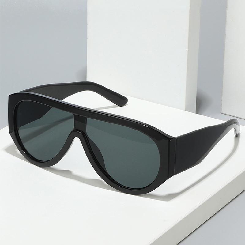 Oversized Pilot Women'S One Piece Sunglasses New Vintage Blue Green Shades Uv400 Men Trendy Luxury Brand Outdoor Sun Glasses