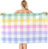 Bright Rainbow Checkered Colorful Trendy Beach Towel Soft Absorbent Microfiber Quick Dry Large Bath Towels For Bathroom Women