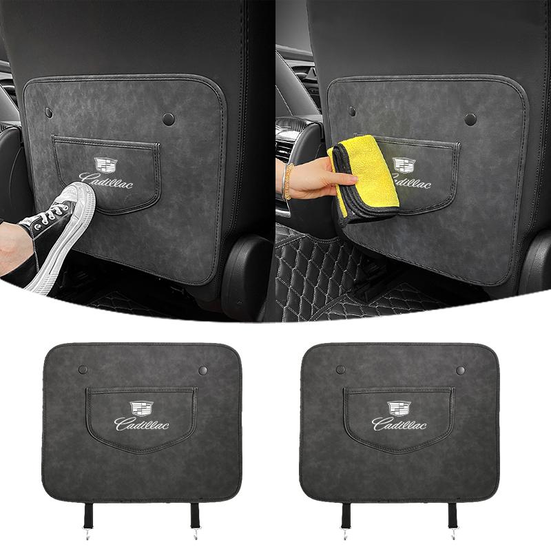 Car Logo Seat Back Protection Mat Prevent Dirty Anti Kick Pad For Cadillac XT4 XT6 CTS DTS STS XTS ATS BLS SLS CT5 Accessories