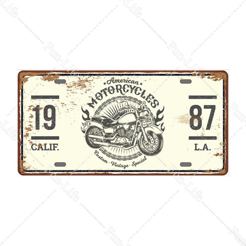 Motorcycle Vintage Metal Poster Retro Route 66 Motor Tin Signs Board / Pub / Bar / Cafe / Garage Decor 15x30cm