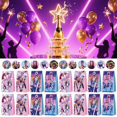 12pcs/Set Demon Hunters Candy Paper Bag Kraft Paper Handbag Kpop Party Paper Gift Bag Kids Birthday Party Gifts Packing Bags