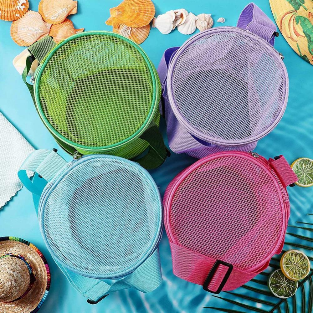 Beach Mesh Bag Circular Storage Bag Outdoor Finishing Collection Bag