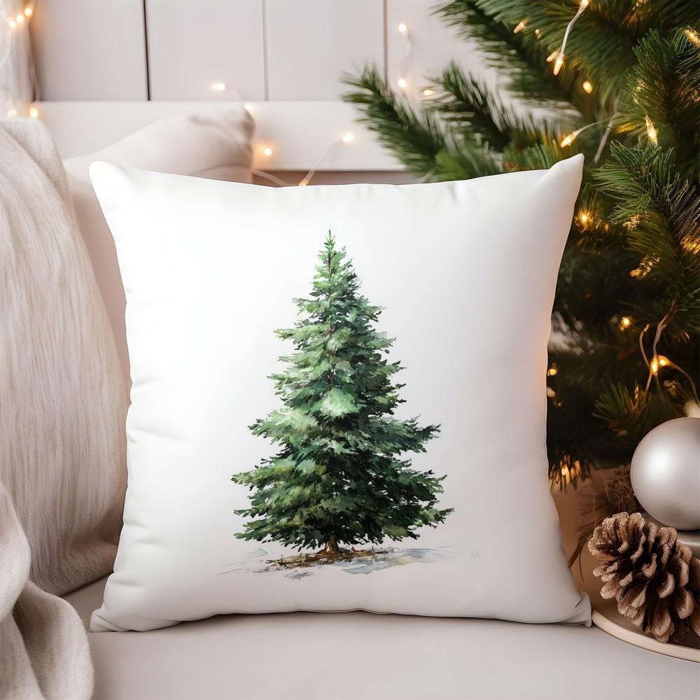 Home Decor Christmas Patterns Pillow: Deer & Tree Decor Pattern Cushion Cover Suitable for Sofa Bedroom Car Pillow Cover