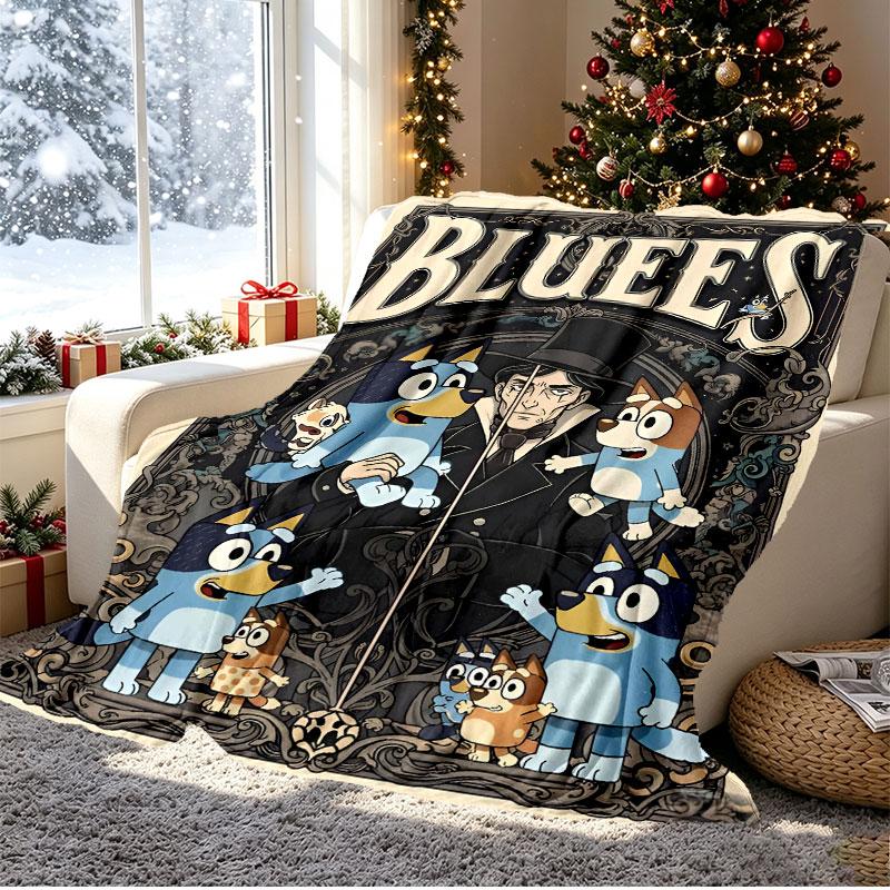 Bluey Pattern Blanket for Home Decoration, Bed, Sofa, Car Travel, Camping, Suitable for All Seasons, Birthday Christmas Gift