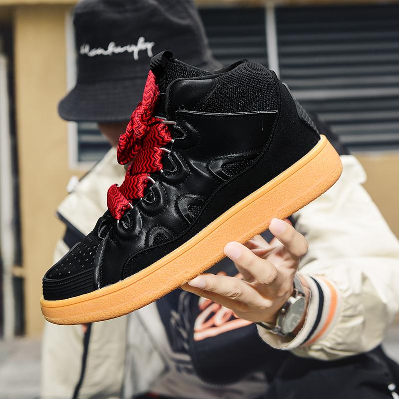 

2025 Fashion Men s Sneakers High Top Skateboarding Shoes for Men Women Luxury Ankle Boots Comfortable Unisex Leather Size 36-45 36 чёрный