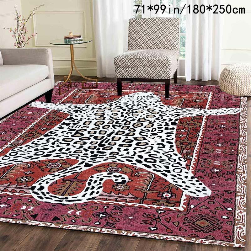 

Большой винтажный коврик с леопардовым принтом, мягкий, машинная стирка, нескользящая основа, идеально подходит для декора гостиной, спальни, офиса 50x80cm20x31in
