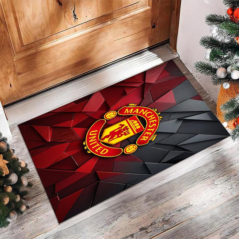 Tappeto in Flanella Stampato Manchester United Antiscivolo Morbido Poliestere Tappeto per Pavimento Tappetino Decorativo per Interni per Camera da Letto Soggiorno Divano