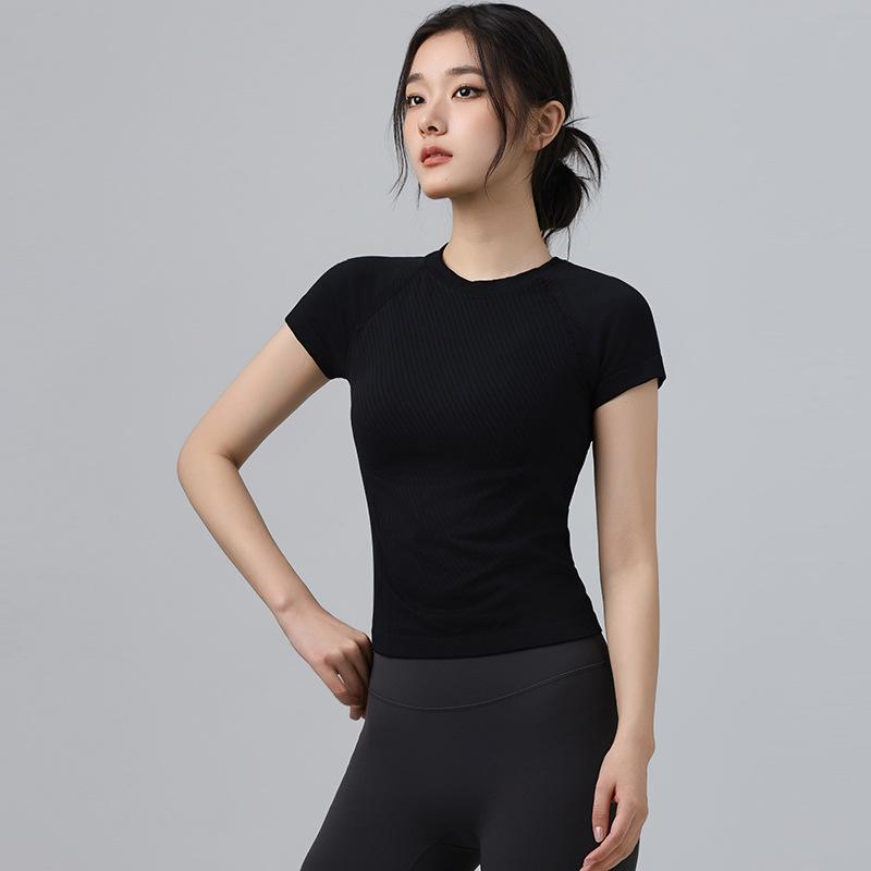 Women's Slimming Yoga Suit: Short Sleeve, Round Neck, Breathable Fitness & Running T-Shirt