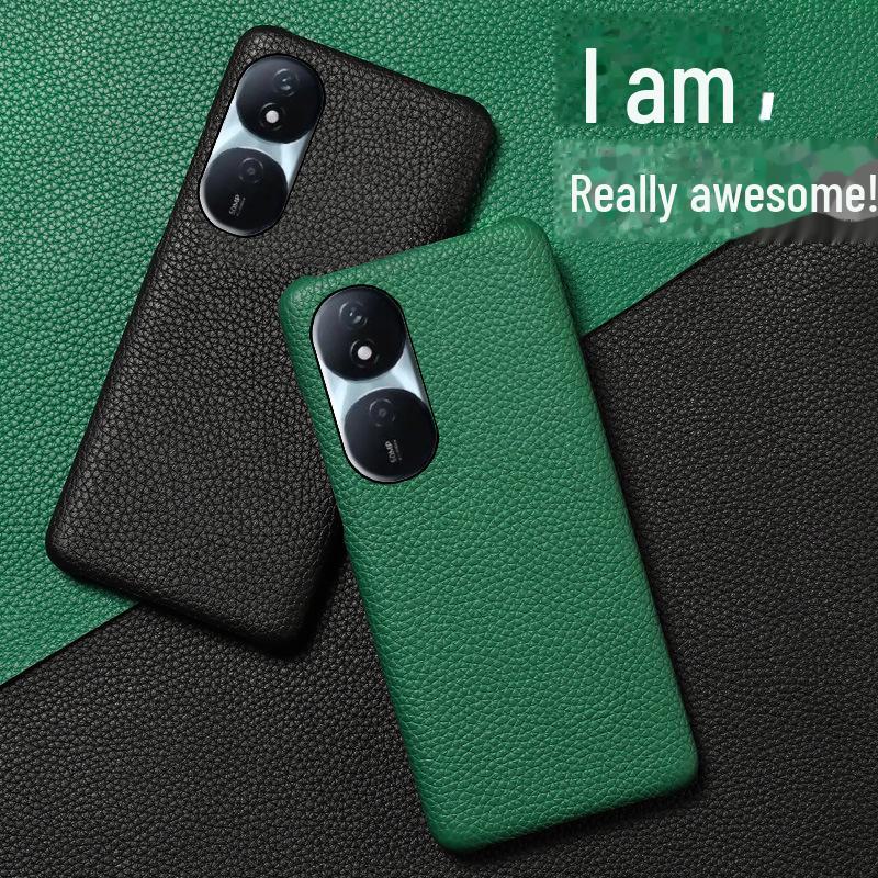 Honor Play 50 Plus Cowhide Leather Protective Cover with Litchi Pattern