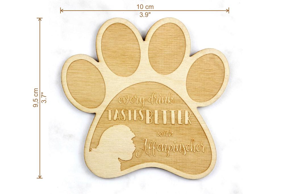 Affenpinscher, Affen, Affie - Mug coaster, engraved coaster with dog, gift for dog lover by Art-Dog brand