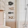 4Pcs/Set Nautical Wooden Fish Wall Decoration Farmhouse Rustic Fish Wall Art Sculpture Home Living Room Bathroom Wall Decorative Sign