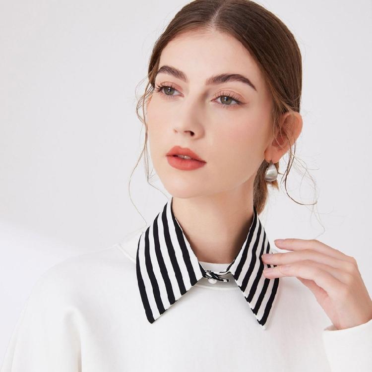 Modern Black White Striped Faux Collar Insert Detachable Collar False Lapel Blouse Collar False Collar Fashion Statement
