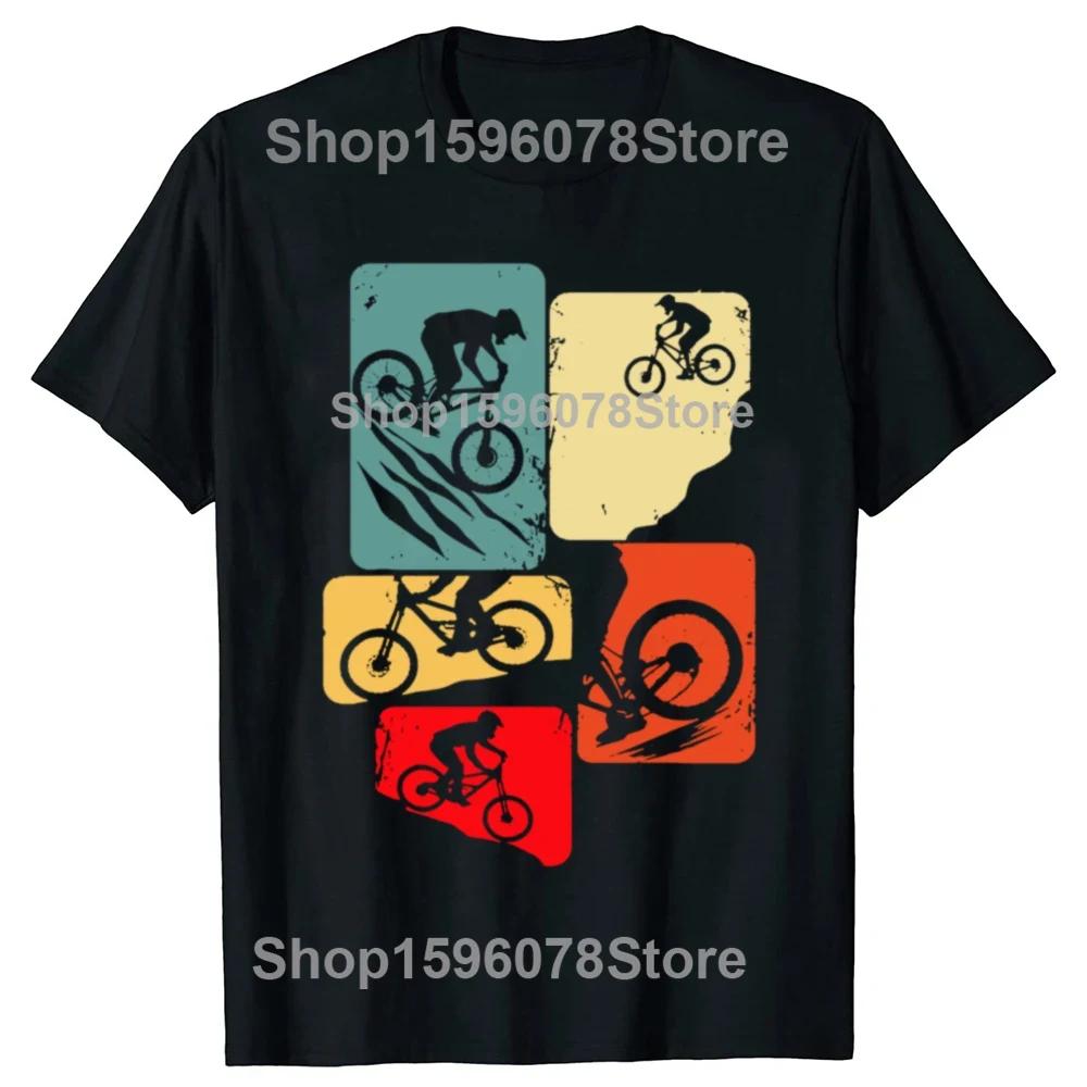 Funny Mountain Bike Downhill MTB Biking Cycling Biker T-shirts Men Fashion Casual Tshirt 100% Cotton Loose Oversized T Shirt
