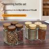 Acacia Wood Glass Seasoning Bottle Set - Pepper, Salt, Spices - 4-Piece Square Sprinkler Jars