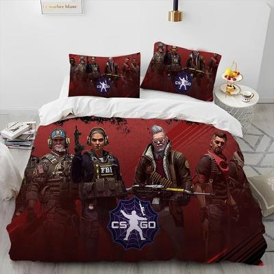 Cs Go Spiel GamerCounter Strike Bettdecke Bettwäsche SetBettbezug Bett SetSteppdeckenbezug KissenbezugKönigin König Größe Bettwäsche Set Junge