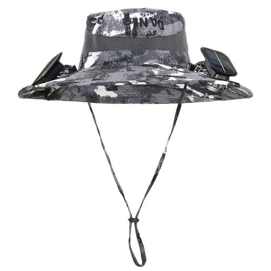Solární klobouk s ventilátorem a širokým okrajem, ventilátory s duálním napájením, baterie 800 mAh, venkovní rybářský klobouk pro turistiku, cyklistiku, rybaření