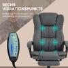 Adjustable Swivel Chair with Footrest, Headrest, Massage Function, Faux Leather, 68.5x68.5x113-121cm, Dark Grey