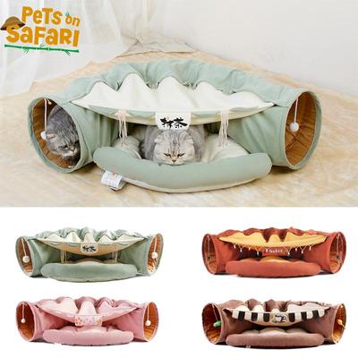 Kedi Yatak Tüneli Katlanabilir Çıkarılabilir Kedi Tüneli Tüp Pet Interaktif Oyun Oyuncakları Peluş Topları ile Kedi Yavrusu Evcil Hayvan Malzemeleri