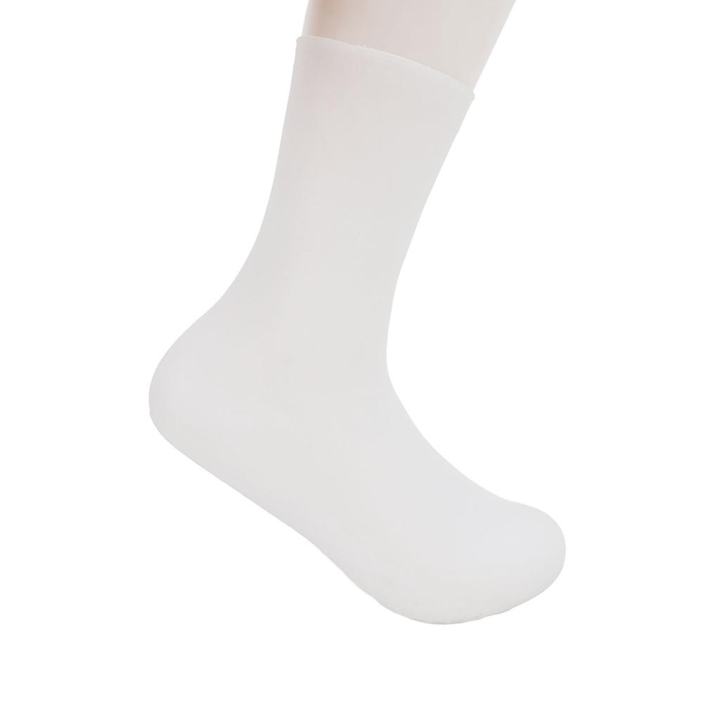 Pair of Silicone Moisturizing Socks White Ankle Length Dry Cracked Feet Hydrating Spa Socks for Women Men L