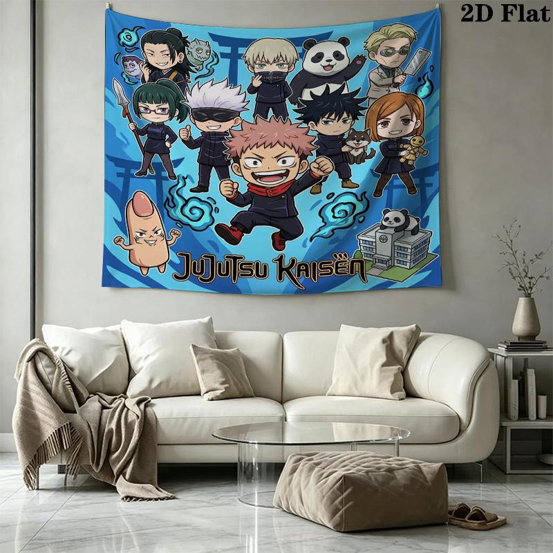 Jujutsu Kaisen Gobelin Ścienny Estetyczny Dekor Ścienny Drukowany Tkaninowy Koc Dekoracyjne Gobeliny Do Sypialni Salonu Wystrój Domu