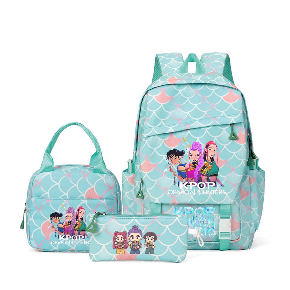 Kpop Demon Hunters, Elementary School Bag, Children'S Backpack, Lunch Bag, Pencil Bag, Three-Piece Set, Student Backpack