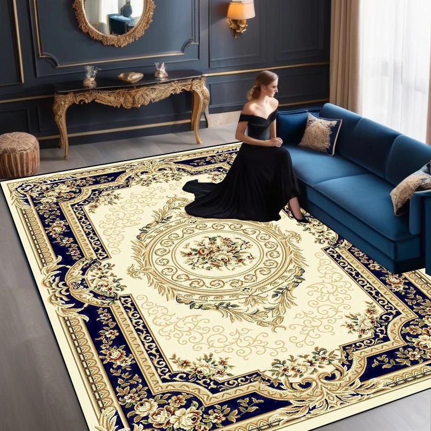 Europäische Luxusteppiche für Wohnzimmer Große Größe Dekorationsteppich Hotelhalle Weiche Matte Schlafzimmer Lounge Rutschfester Teppich Tapis Salon