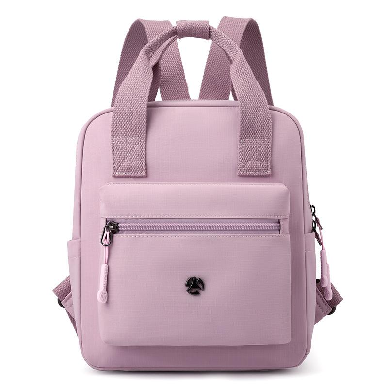 Nylon Backpack Women's Schoolbag Solid Color Small Handbag Travel Lightweight Backpack